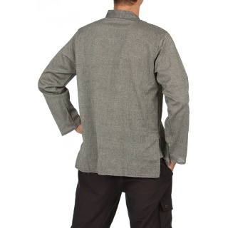 Stehkragenhemd dünne Baumwolle braun XL