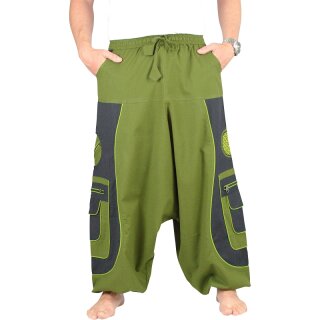 Goa Aladinhose Blume des Lebens grn/schwarz XXL