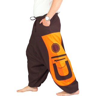 Goa Aladinhose Blume des Lebens braun/orange XXL