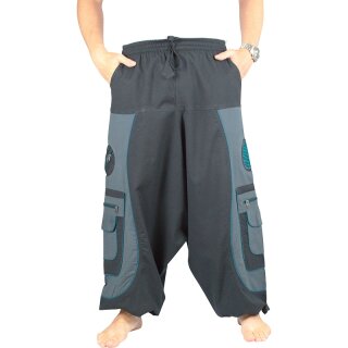 Goa Aladinhose Blume des Lebens schwarz/grau XXL