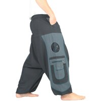 Goa Aladinhose "Blume des Lebens" schwarz/grau XXL