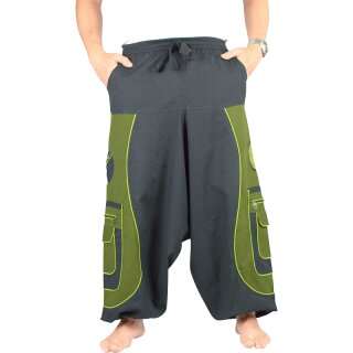 Goa Aladinhose Blume des Lebens schwarz/grn XXL