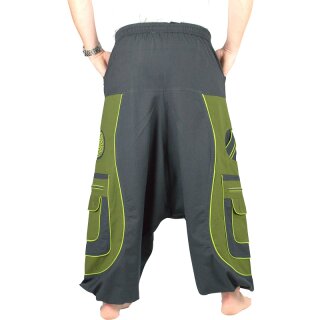 Goa Aladinhose Blume des Lebens schwarz/grn XXL