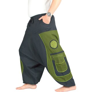 Goa Aladinhose Blume des Lebens schwarz/grn XXL