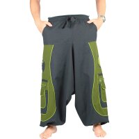 Goa Aladinhose "Blume des Lebens" schwarz/grün XXL