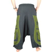 Goa Aladinhose "Blume des Lebens" schwarz/grün XXL