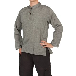Stehkragenhemd dünne Baumwolle grau XXXL
