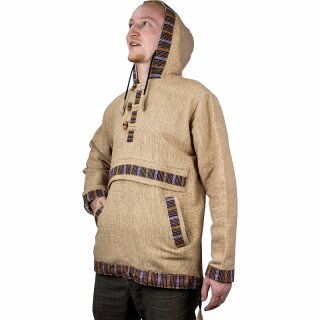 Baja Hoodie mit Ethnomuster beige XXL