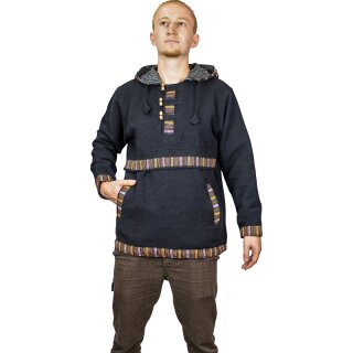 Baja Hoodie mit Ethnomuster schwarz M