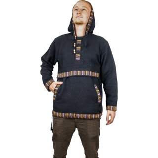 Baja Hoodie mit Ethnomuster schwarz M