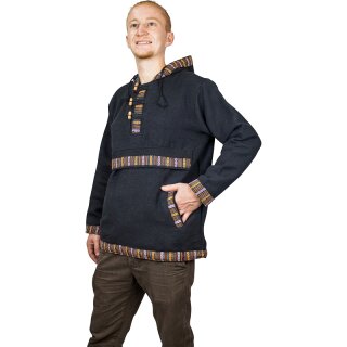 Baja Hoodie mit Ethnomuster schwarz M