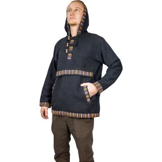 Baja Hoodie mit Ethnomuster schwarz M