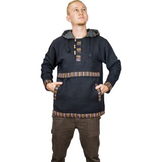 Baja Hoodie mit Ethnomuster schwarz M