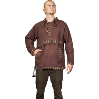 Baja Hoodie mit Ethnomuster braun L