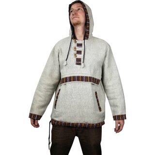 Baja Hoodie mit Ethnomuster grau L