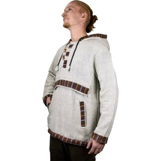 Baja Hoodie mit Ethnomuster grau L