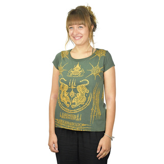 Thai Tempel Tattoo Women Shirt Tiger grün L