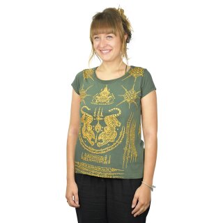 Thai Tempel Tattoo Women Shirt Tiger grn M