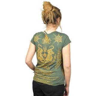 Thai Tempel Tattoo Women Shirt Tiger grn M