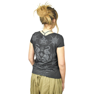 Thai Tempel Tattoo Women Shirt Tiger schwarz L