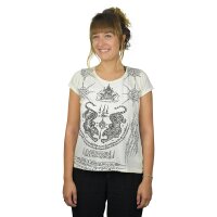 Thai Tempel Tattoo Women Shirt "Tiger" weiss L