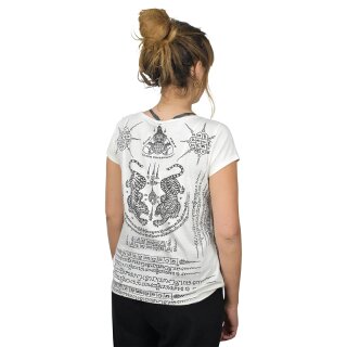 Thai Tempel Tattoo Women Shirt Tiger weiss S