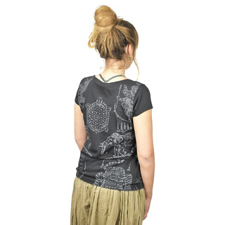 Thai Tempel Tattoo Frauen Shirt Turtle schwarz L