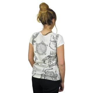 Thai Tempel Tattoo Frauen Shirt Turtle weiss L
