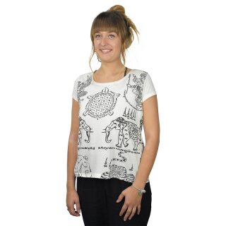 Thai Tempel Tattoo Frauen Shirt "Turtle" weiss M
