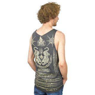 Thai Tempel Tattoo Tanktop Tiger schwarz L