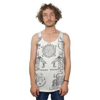 Thai Tempel Tattoo Tanktop Turtle weiss XL