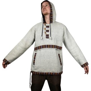 Baja Hoodie mit Ethnomuster grau XL