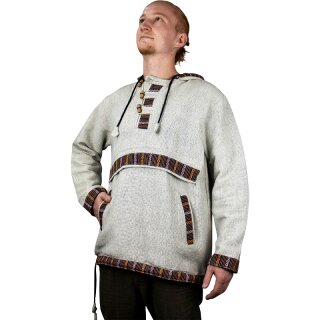 Baja Hoodie mit Ethnomuster grau XL