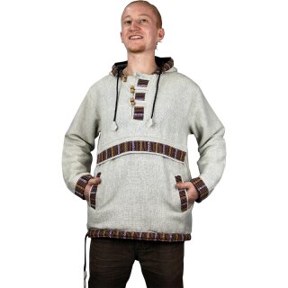 Baja Hoodie mit Ethnomuster grau XL