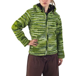 Wolljacke Bunter Wolljacke mit abnehbarer Kapuze
