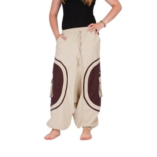 Goa Pluderhose "Om" natur / braun XL