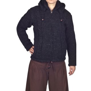 Wolljacke mit Zopfmuster Cable schwarz S