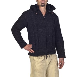 Wolljacke mit Zopfmuster Cable schwarz S