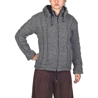 Wolljacke mit Zopfmuster Cable grau S