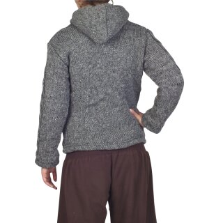 Wolljacke mit Zopfmuster "Cable" grau L