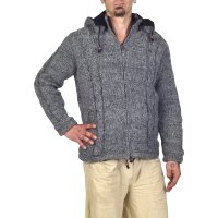 Wolljacke mit Zopfmuster "Cable" grau XL