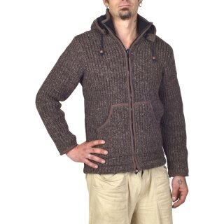 Gerippte Wolljacke Groove braun S