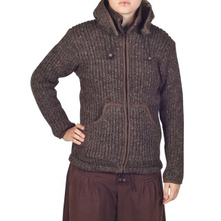 Gerippte Wolljacke Groove braun XL