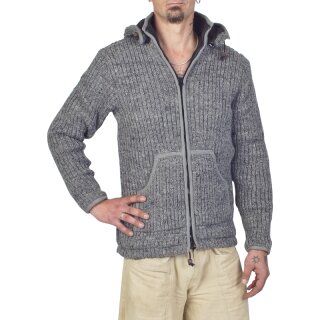 Gerippte Wolljacke Groove dunkelgrau M