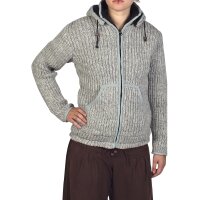 Gerippte Wolljacke Groove grau XL