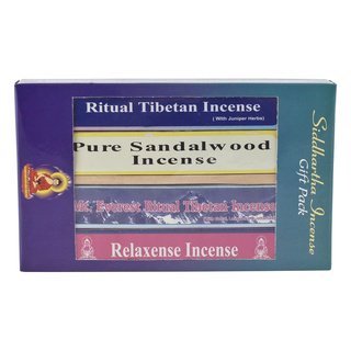 Siddhartha Incense Gift Pack - Räucherstäbchen Geschenkpackung **4x25 Stäbchen + Halter**