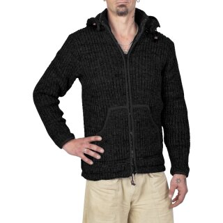 Gerippte Wolljacke Groove schwarz XXL