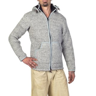 Gerippte Wolljacke Groove grau XXL