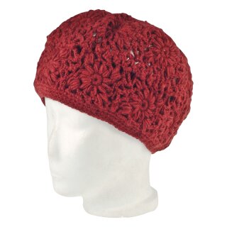 Häkelmütze "flower head" rot