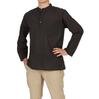Stehkragenhemd dünne Baumwolle schwarz XL